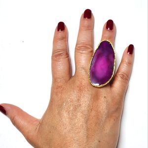 Fuchsia Stone Adustable Ring